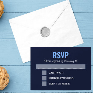 Navy Blue Modern Bar Mitzvah RSVP Card