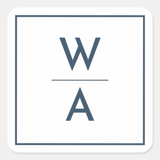 Navy Blue Modern Bold Monogram Crest Envelope Seal (Front)