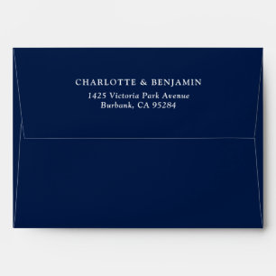 Navy Blue Modern Custom Wedding 5x7 Envelope