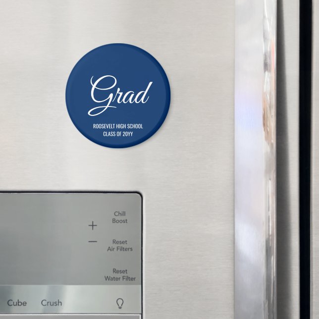 Navy Blue Modern Graduation Party Memory Magnet (In Situ (Fridge))