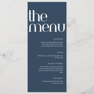 Navy Blue Modern Handwriting Wedding Dinner  Menu
