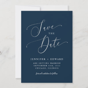 Navy Blue Modern Minimal  Save The Date