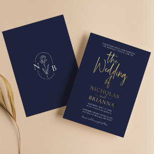 Navy Blue Modern Minimalist Classic Wedding