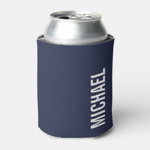 Navy Blue Modern Minimalist Personalised Name Can Cooler
