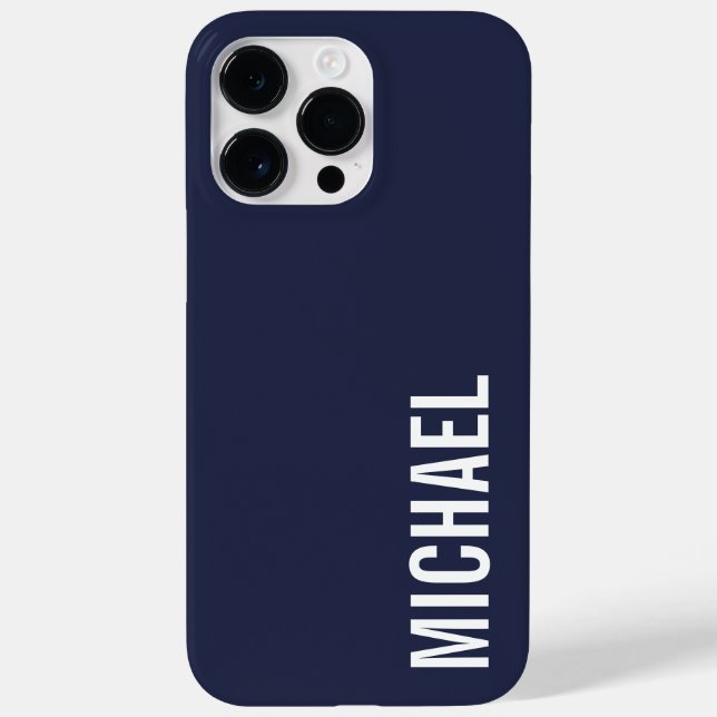 Navy Blue Modern Minimalist Personalised Name Case-Mate iPhone Case (Back)
