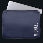 Navy Blue Modern Minimalist Personalised Name Laptop Sleeve<br><div class="desc">Modern Minimalist Design featuring personalised name in white modern bold sans serif font style on navy blue background.

Perfect as holiday gifts for him,  father's day gifts and gifts for any special occasions.</div>