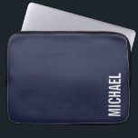 Navy Blue Modern Minimalist Personalised Name Laptop Sleeve<br><div class="desc">Modern Minimalist Design featuring personalised name in white modern bold sans serif font style on navy blue background.

Perfect as holiday gifts for him,  father's day gifts and gifts for any special occasions.</div>