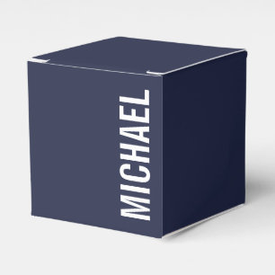 Navy Blue Modern Minimalist Personalized Name Favour Box