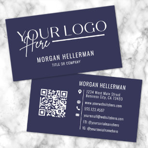 Navy Blue Modern Minimalist Professional Logo Business Card