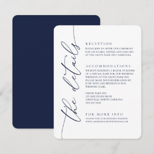 Navy Blue Modern Minimalist Wedding 2 Enclosure Card