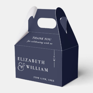 Navy Blue Modern Monogram Wedding Thank You  Favour Box