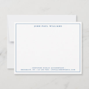 Navy Blue Modern Office Professional Thin Border Card