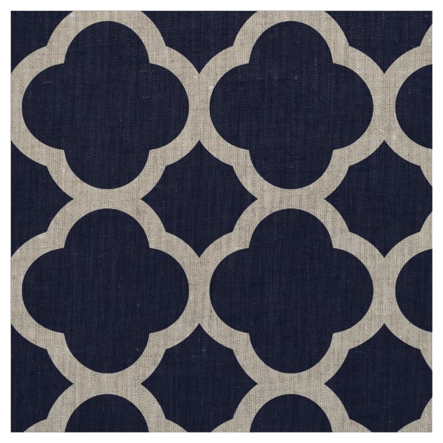 Navy Blue Modern Quatrefoil Large Scale Fabric (Swatch)