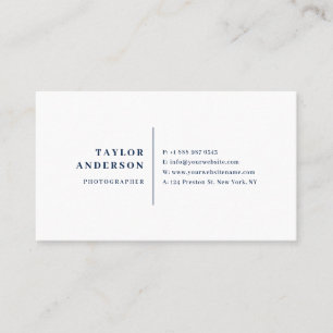 Navy Blue Modern Serif Typography Minimalist Business Card