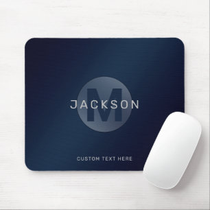 Navy blue modern simple personalised monogram mous mouse pad