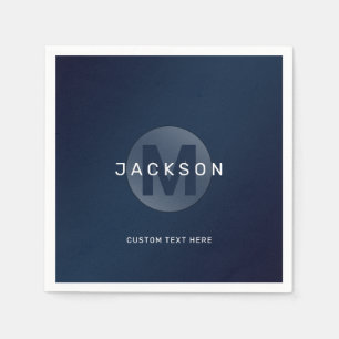 Navy blue modern simple personalised monogram  nap napkin
