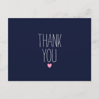 Navy blue modern thank you postcard
