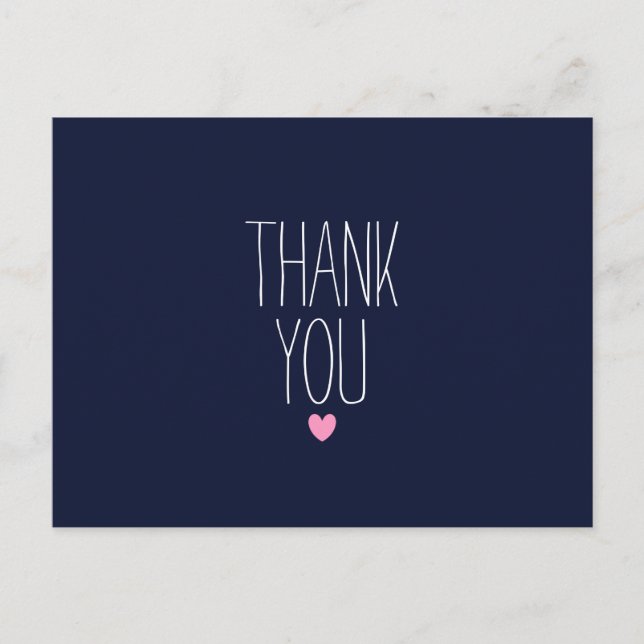 Navy blue modern thank you postcard (Front)