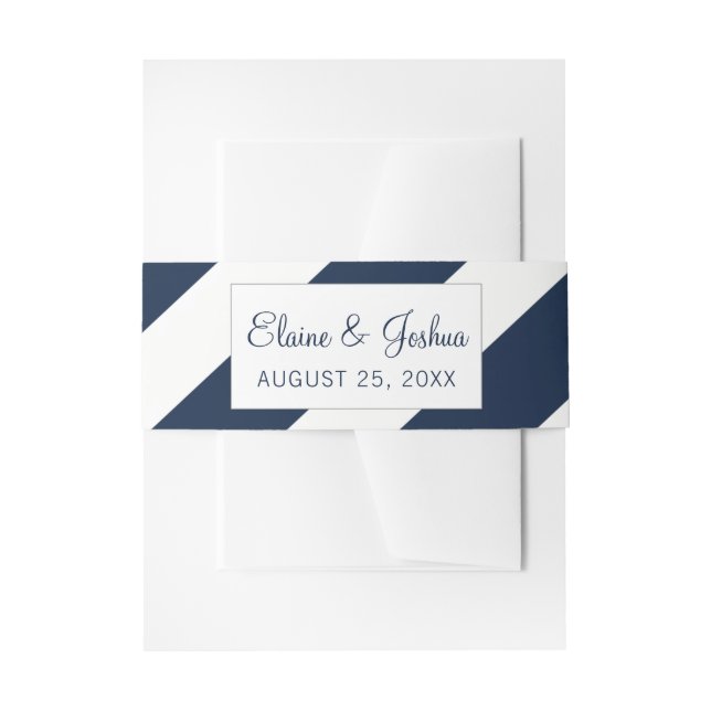 Navy Blue Modern Wedding invites belly band Invitation Belly Band (Front Example)
