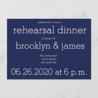 Navy Blue Modern Wedding Rehearsal Invitations