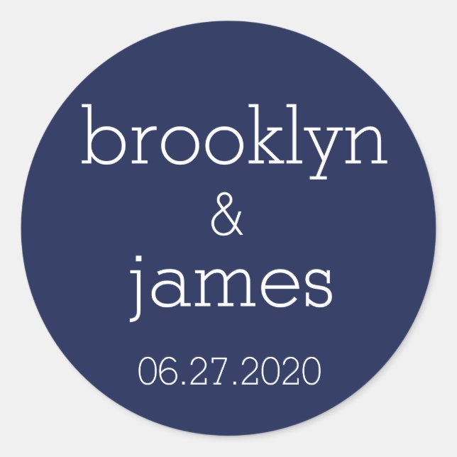 Navy Blue Modern Wedding Stickers (Front)