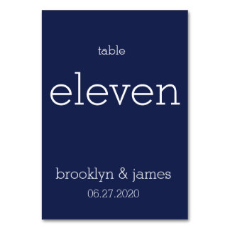 Navy Blue Modern Wedding Table Numbers