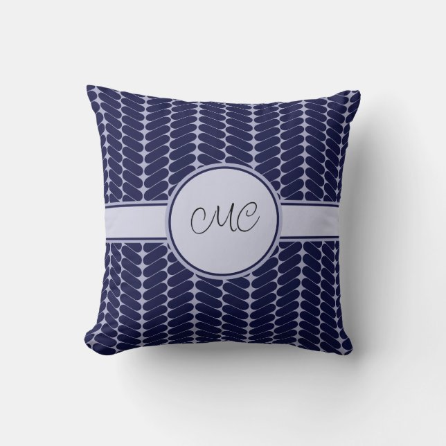 navy blue monogam cushion (Front)