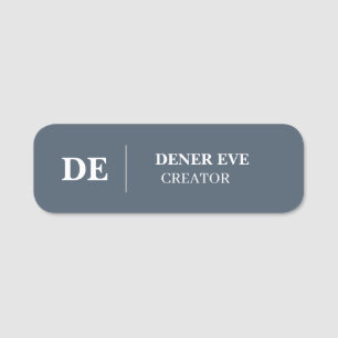 Navy Blue Monogram Clean Modern Identity Name Tag