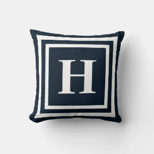 Navy Blue Monogram Cushion