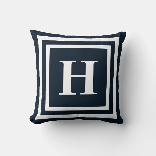 Navy Blue Monogram Cushion (Front)
