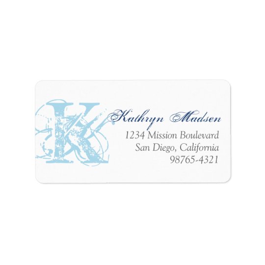 Navy blue monogram distress grunge return address address label