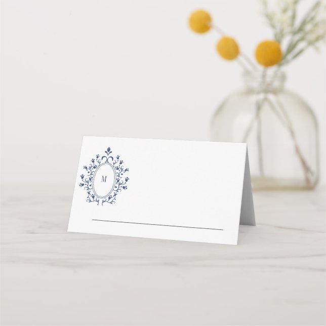 Navy Blue Monogram Event Card (Back)