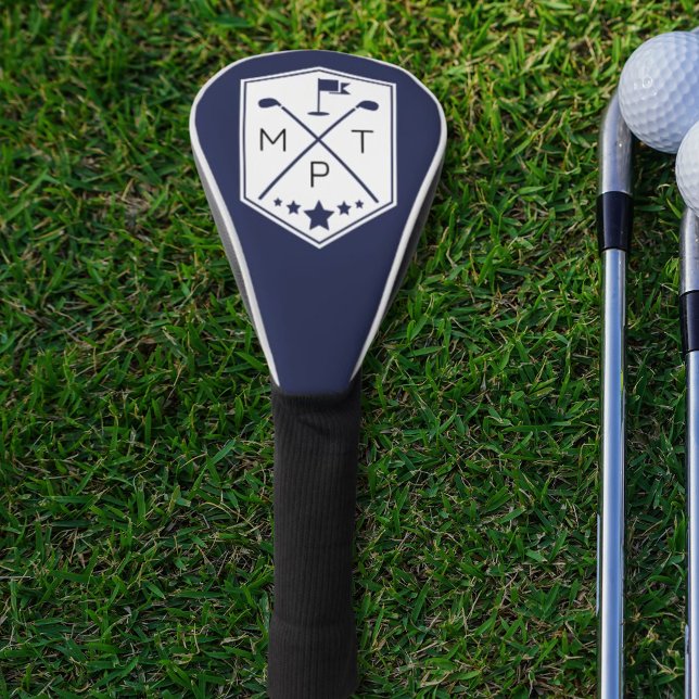 Navy Blue Monogram Golf Club Name Personalised Golf Head Cover (Creator Uploaded)