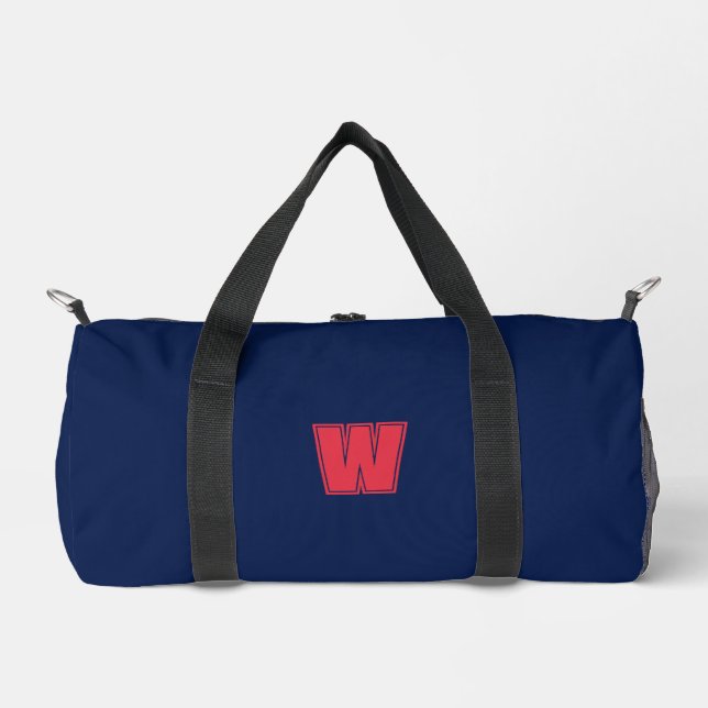 Navy blue monogram initial  duffle bag (Front)