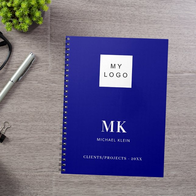 Navy blue monogram initials business notebook (Creator Uploaded)