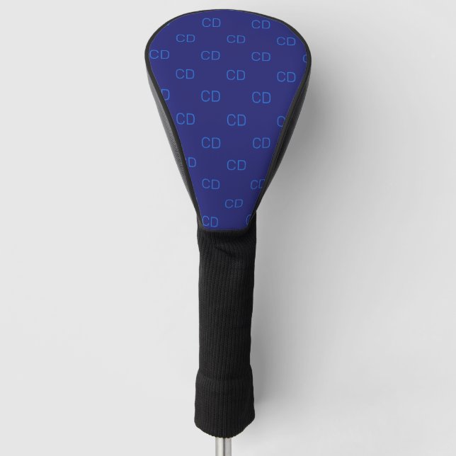 Navy blue monogram initials minimalist golf head cover (Front)