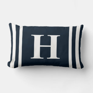 Navy Blue Monogram Lumbar Cushion