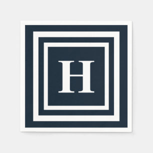 Navy Blue Monogram Napkin