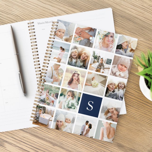 Navy Blue Monogram Photo Collage Planner (Creator Uploaded)