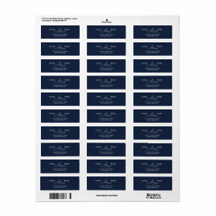 Navy Blue Monogram Return Address  Label