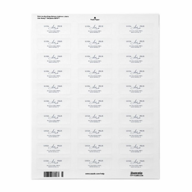 Navy Blue Monogram Return Address  Label (Full Sheet)