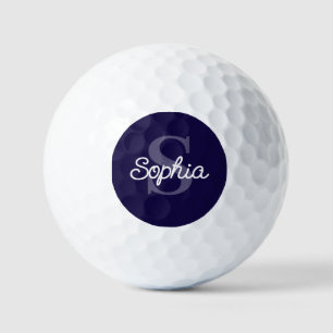 Navy Blue Monogram Script Name Ladies Golf Balls