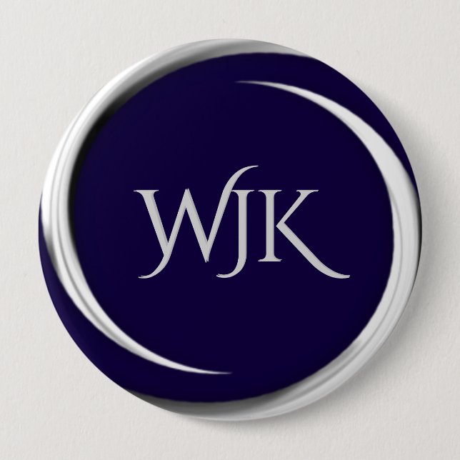 Navy Blue Monogrammed 10 Cm Round Badge (Front)