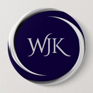 Navy Blue Monogrammed 10 Cm Round Badge