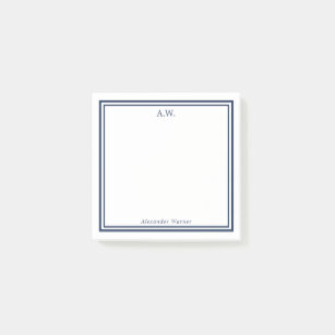 Navy Blue Monogrammed Post-it Notes
