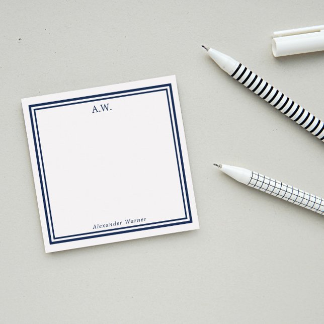 Navy Blue Monogrammed Post-it Notes (Creator Uploaded)