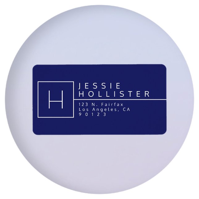 Navy Blue Monogrammed Return Address Label (Creator Uploaded)