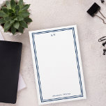 Navy Blue Monogrammed Stationery<br><div class="desc">Elegant stationery with navy blue frames. Add your initial at the top,  and your name at the bottom.</div>