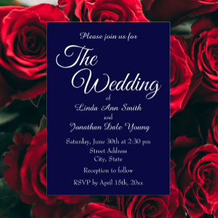 Navy Blue Monotone Simple Style Wedding