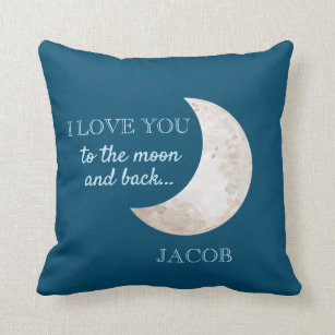 Navy Blue Moon Love You to the Moon Cushion